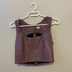 brand new faux leather garage crop top